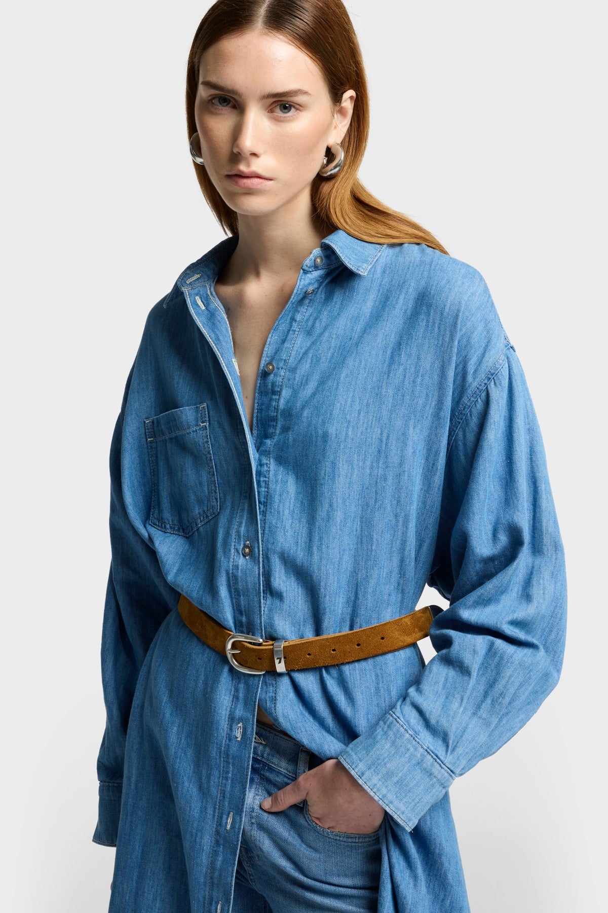 Vestido Mujer Indigo Maxi Shirtdress | 7 for all mankind