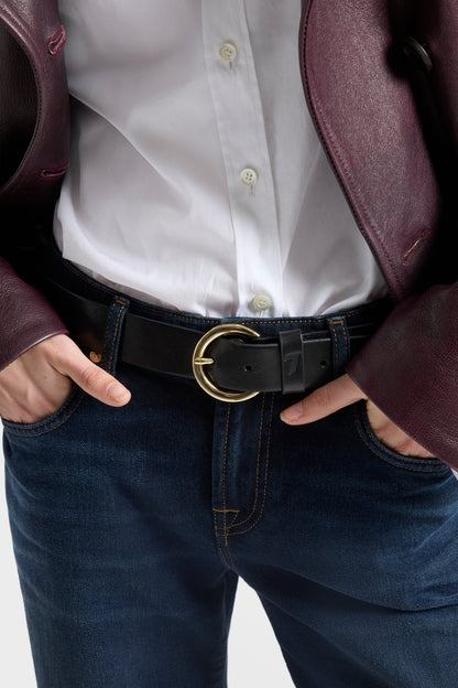 Cinturón italiano con hebilla redonda mujer | 7 For All Mankind
