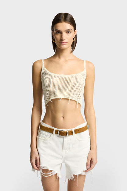 Top Deportivo Mujer Distressed Knit Cropped Tank | 7 for all mankind