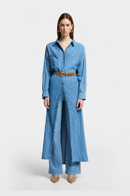 Vestido Mujer Indigo Maxi Shirtdress | 7 for all mankind