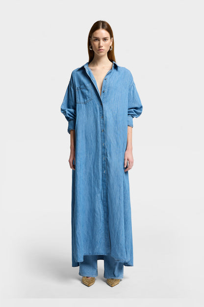 Vestido Mujer Indigo Maxi Shirtdress | 7 for all mankind