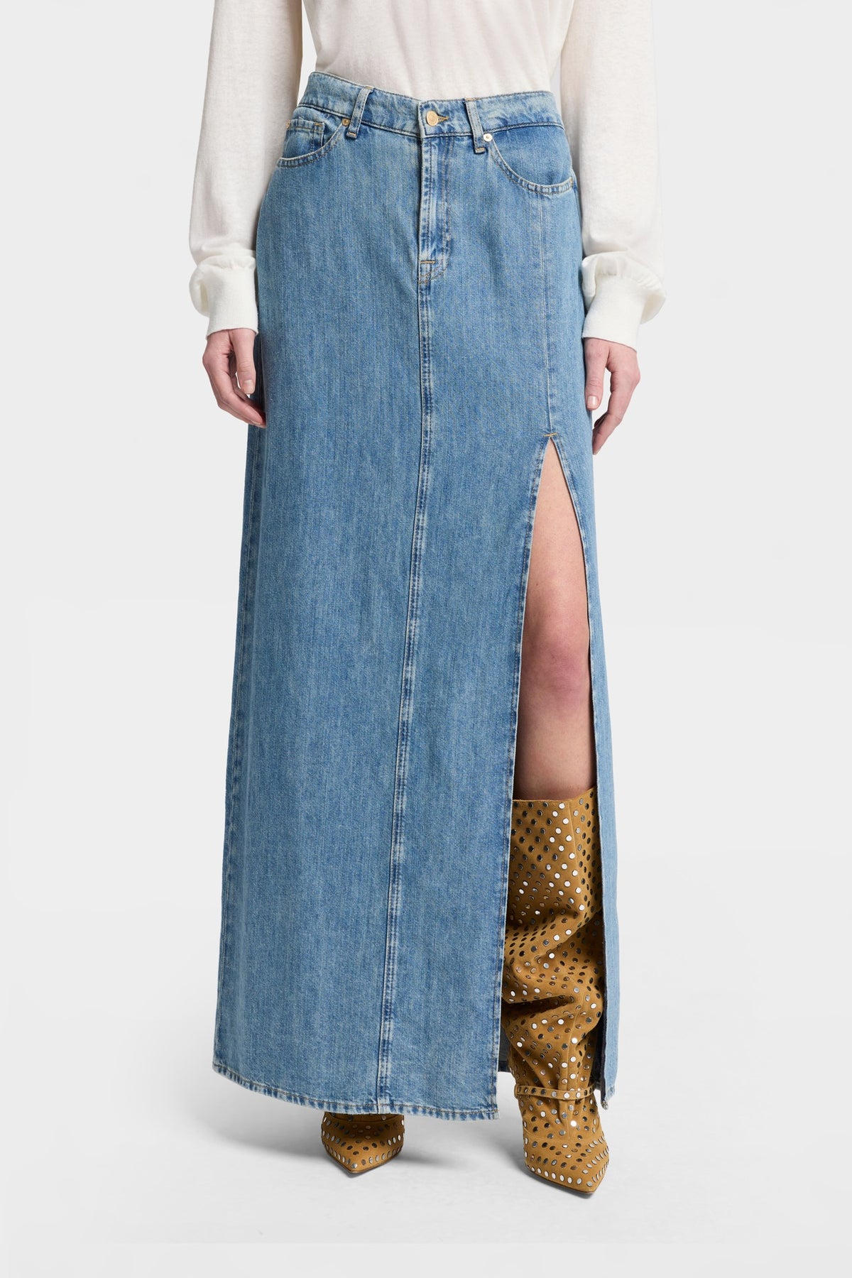 Falda Mujer Indigo Maxi Skirt | 7 for all mankind