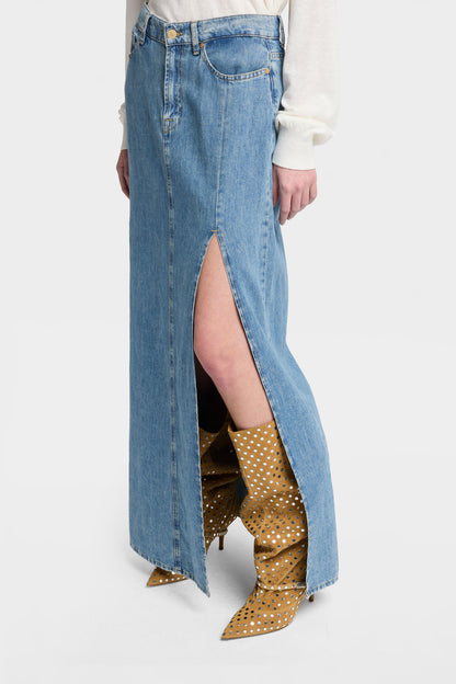 Falda Mujer Indigo Maxi Skirt | 7 for all mankind