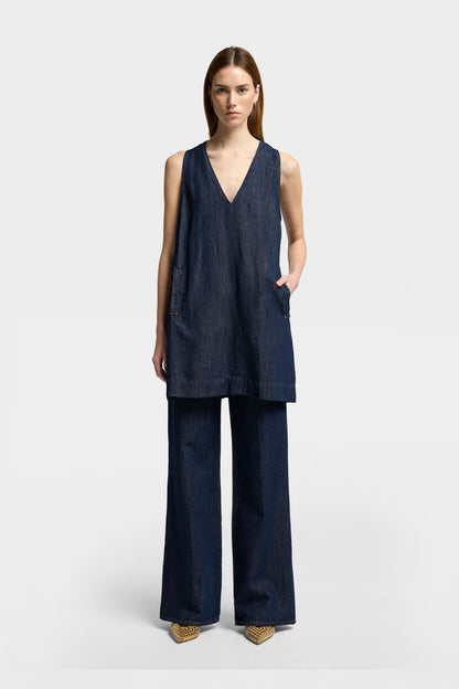 Vestido Mujer Indigo V-Neck Dress | 7 for all mankind