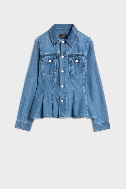 Chamarra Mujer Weightless Flounce Trucker Jacket | 7 for all mankind