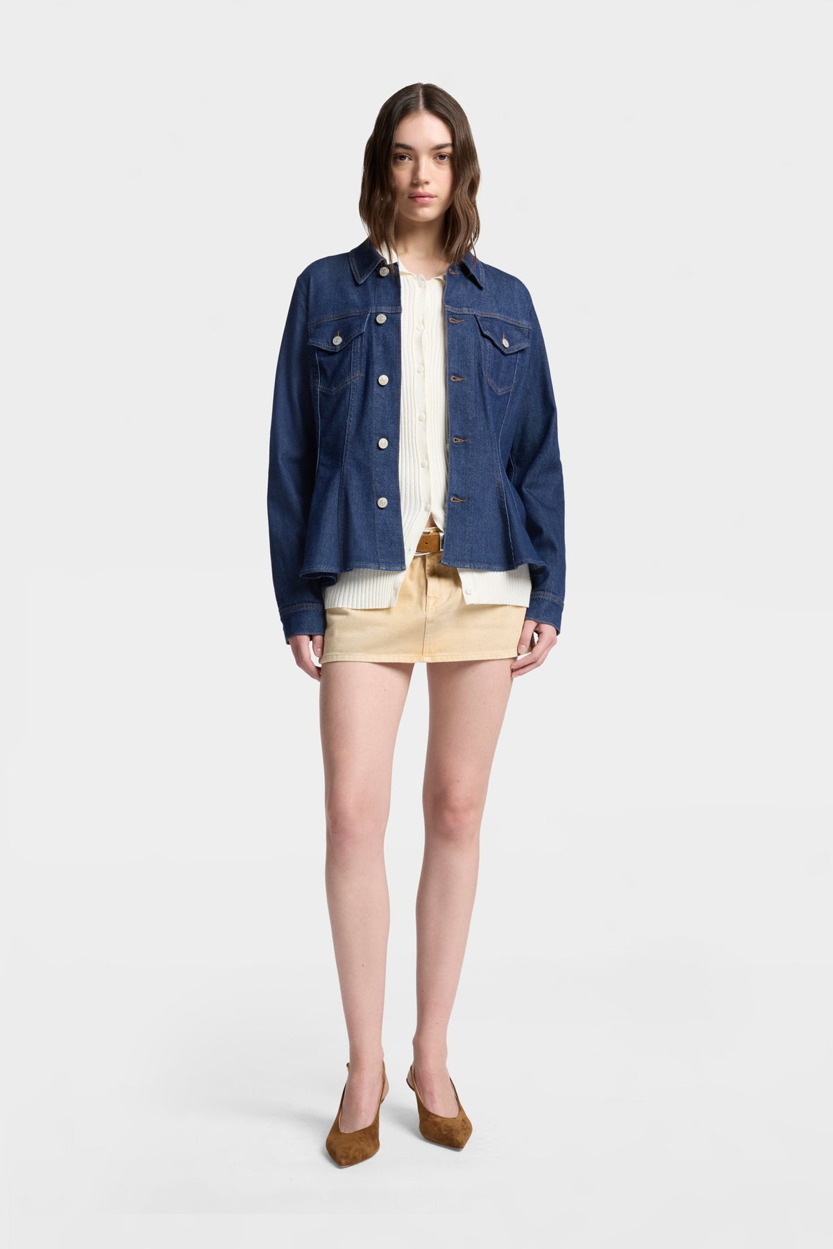 Chamarra Mujer Weightless Flounce Trucker Jacket | 7 for all mankind