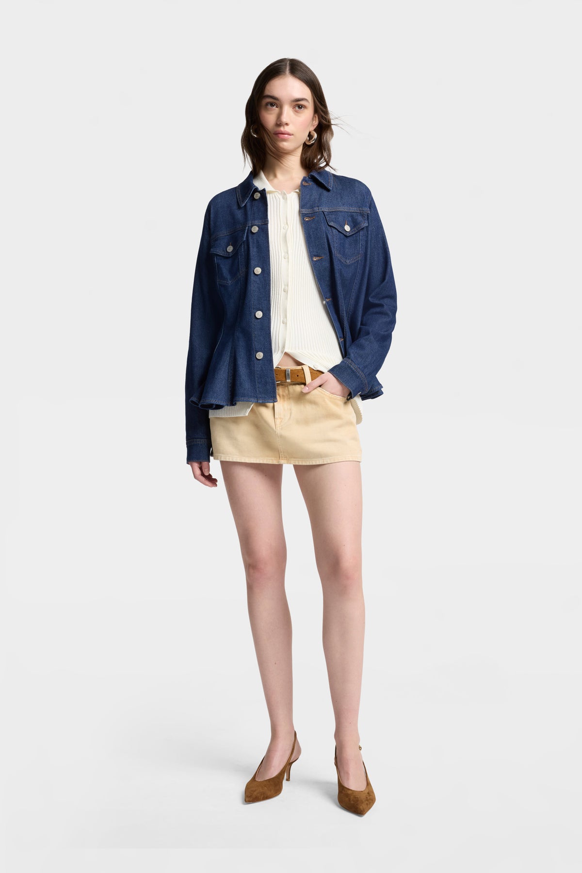 Chamarra Mujer Weightless Flounce Trucker Jacket | 7 for all mankind