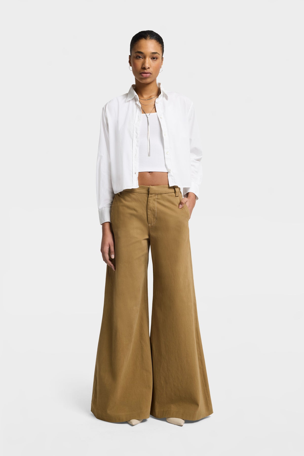 Pantalón de Mujer Comfort Twill Willow Palazzo Wide Leg | 7 for all mankind