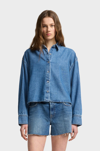 Camisa Mujer Weightless Nina Cropped Shirt | 7 for all mankind