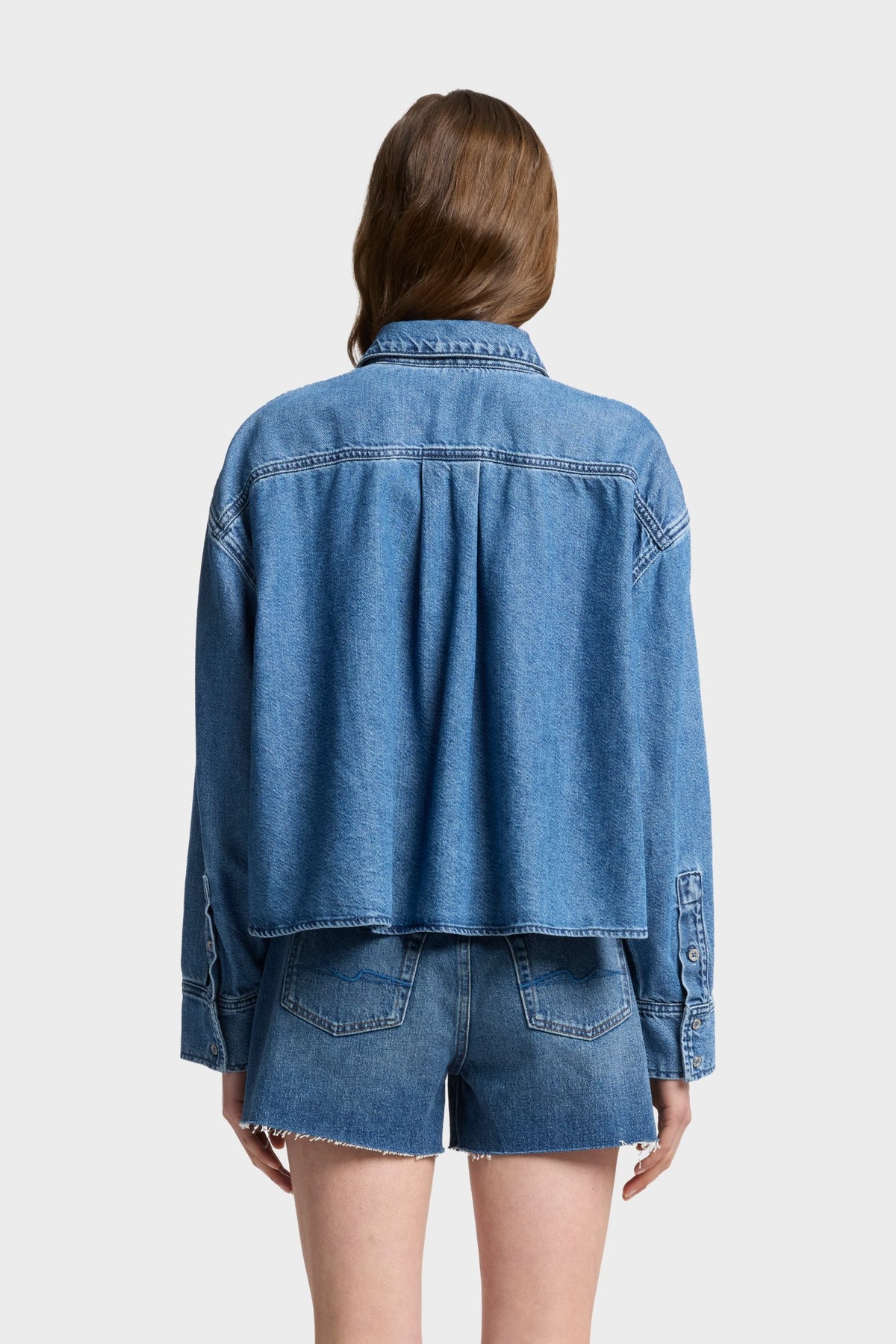 Camisa Mujer Weightless Nina Cropped Shirt | 7 for all mankind