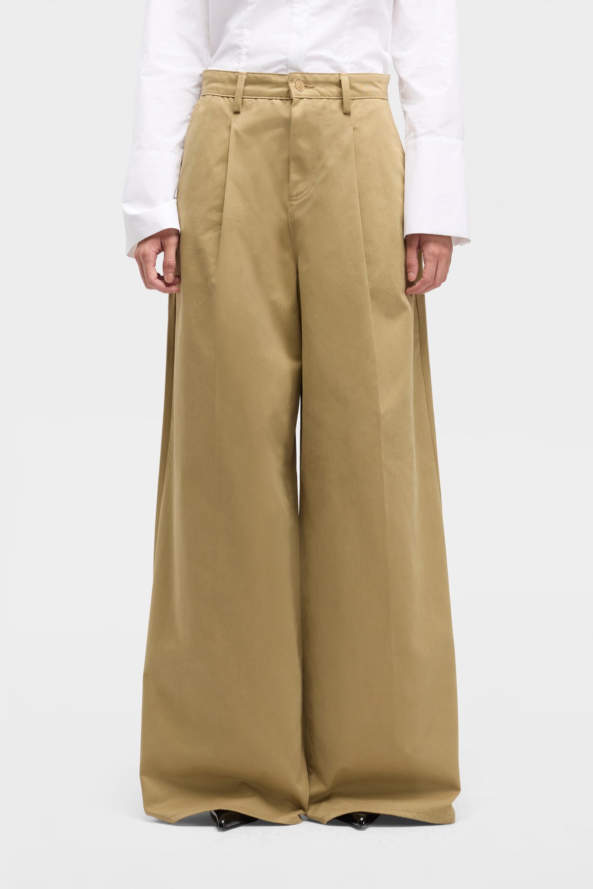 Pantalón de Mujer Comfort Twill Pleated Wide Leg Trouser | 7 for all mankind