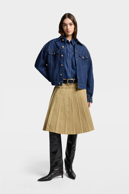 Falda Mujer Comfort Twill Pleated Midi Skirt | 7 for all mankind