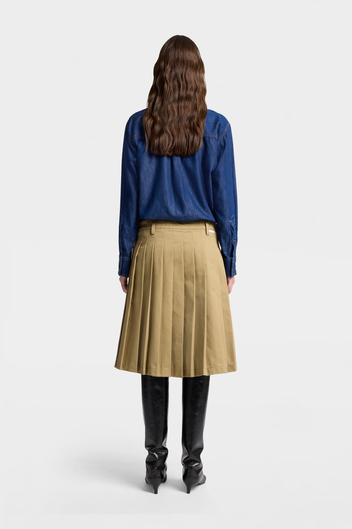 Falda Mujer Comfort Twill Pleated Midi Skirt | 7 for all mankind