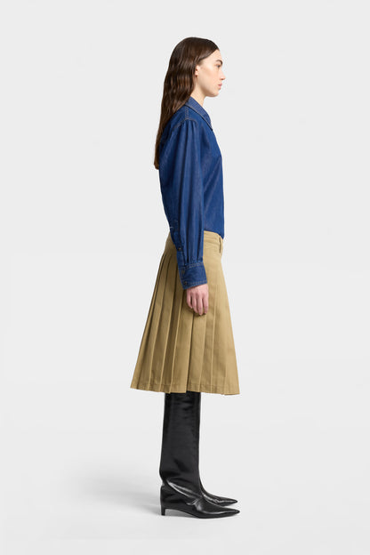 Falda Mujer Comfort Twill Pleated Midi Skirt | 7 for all mankind